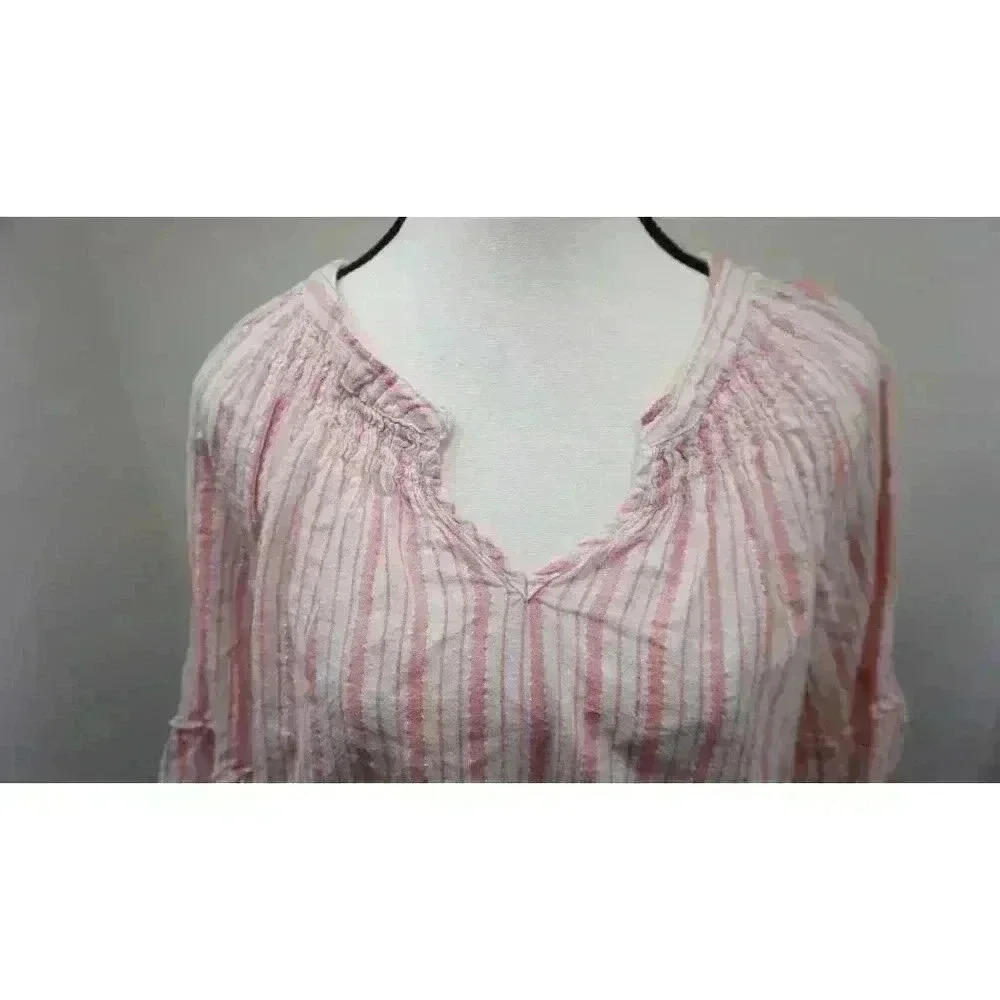 Emily D Women’s Striped Lurex Blouse with Fluted Sleeves (Size M) - Picture 2 of 14